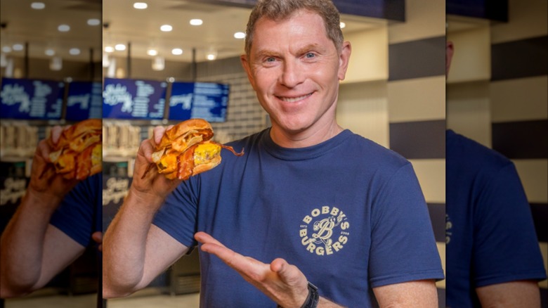 Bobby Flay with Crunch burger 