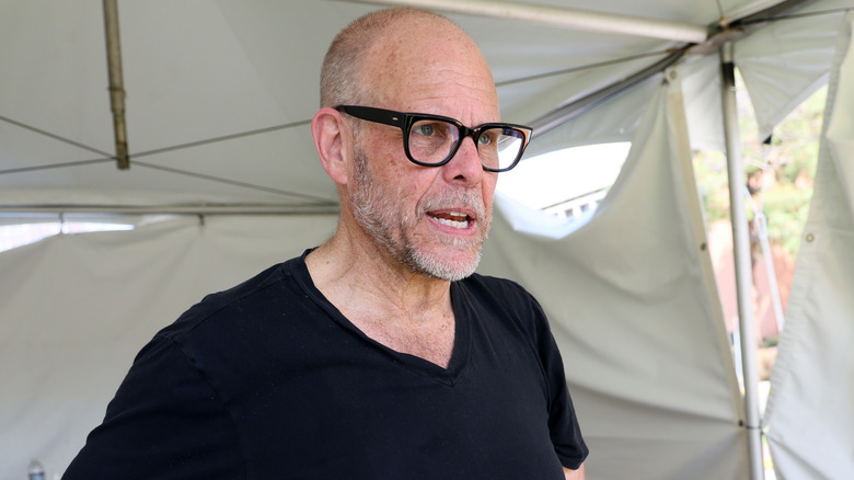 Alton Brown in a tent