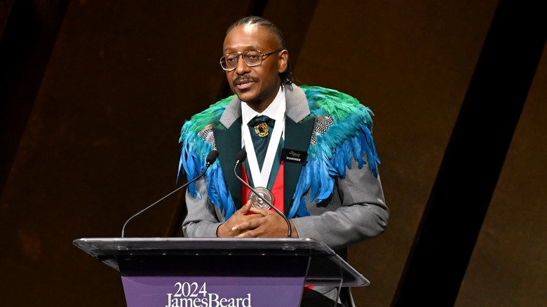 Gregory Gourdet speaking at 2024 James Beard Awards