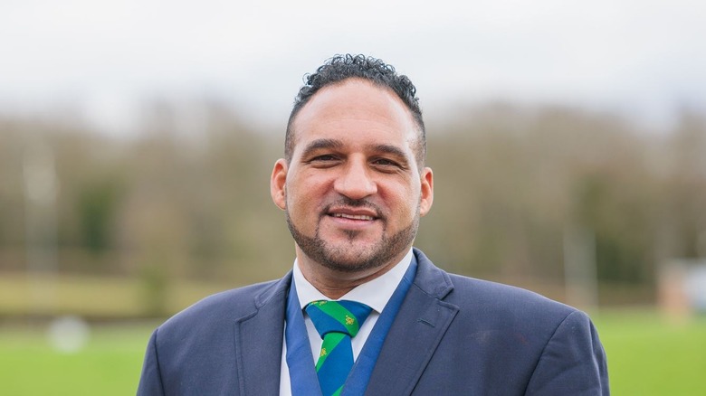 Closeup of Chef Michael Caines in suit and tie