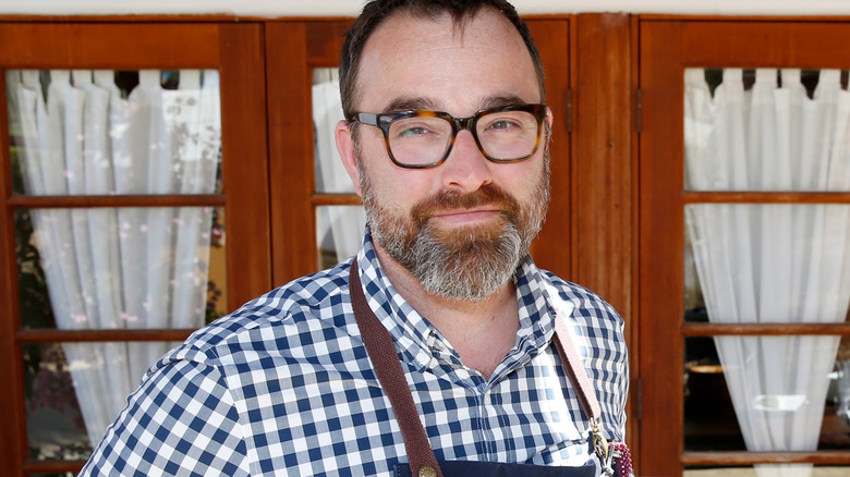 Chef Josh Henderson on patio