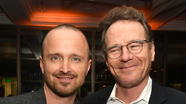 Bryan Cranston and Aaron Paul smiling