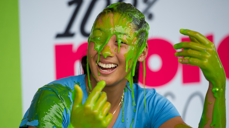 Nickelodeon slime on a woman