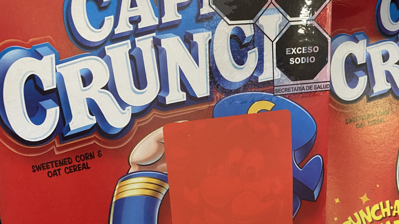 Cap'n Crunch with face taped