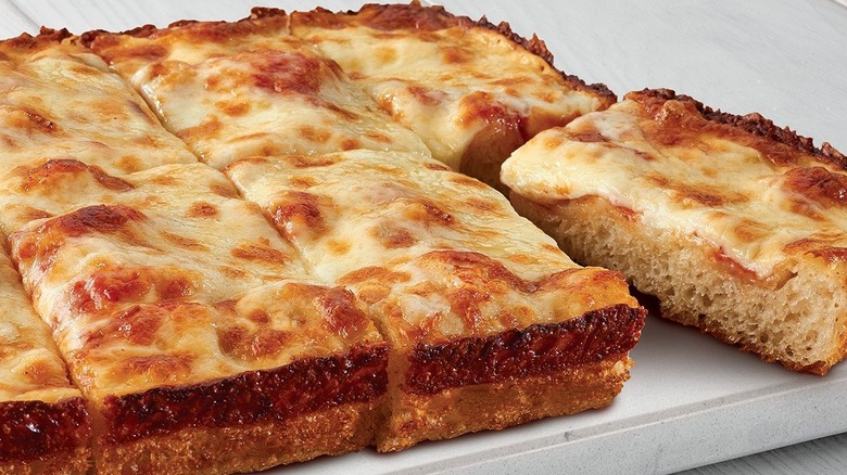 Jet's thick Detroit style cheese pizza