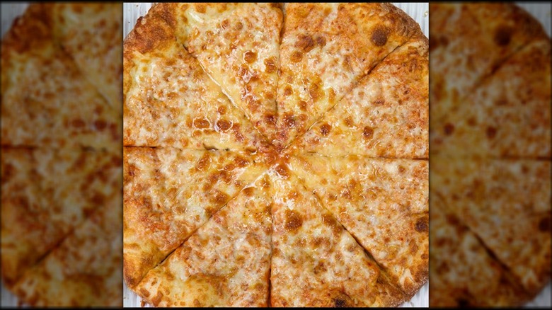 Marco's cheese pizza cut into slices