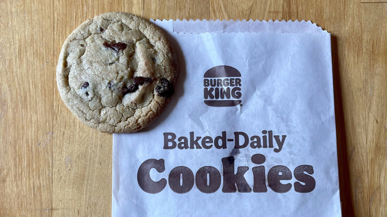 Burger King chocolate chip cookie and bag