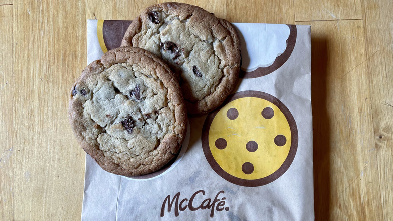 Two cookies on McCafe bag