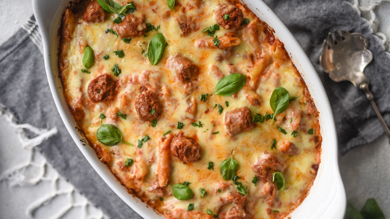 Baked ziti with sausage