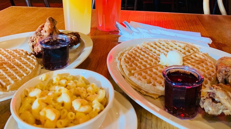 Chicken, waffles, mac 'n' cheese