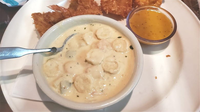 Seafood chowder in bowl