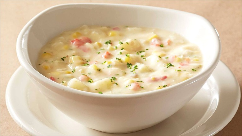 Seafood chowder in bowl