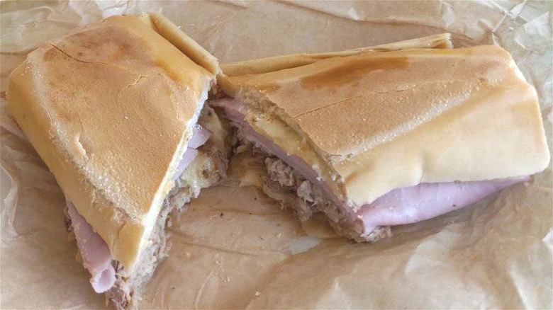 toasted Cuban sandwich on paper