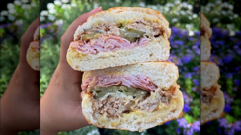 sliced Cuban sub sandwich