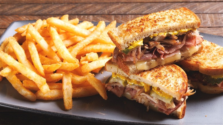 Cuban sandwich fries on plate