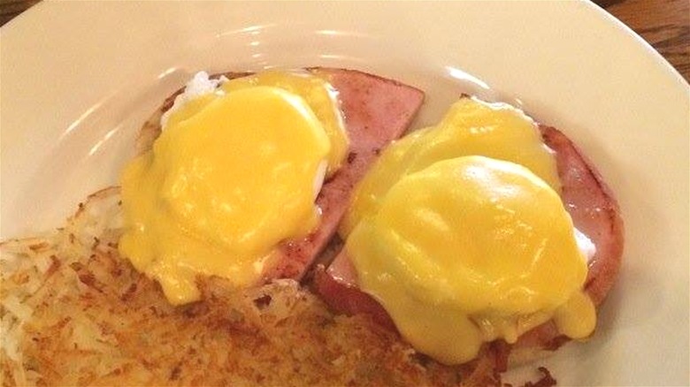 Close up Eggs Benedict plate