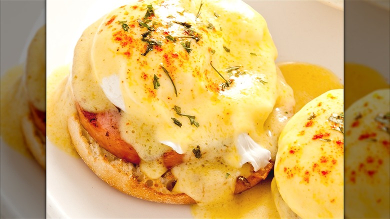 Eggs Benedict close up