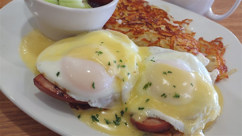 Eggs Benedict breakfast on plate