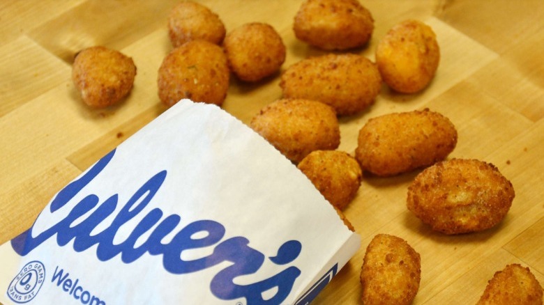 Culver's cheese cubes on a table