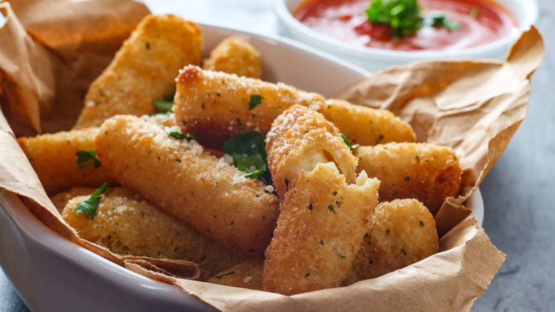 Bowl of mozzarella sticks