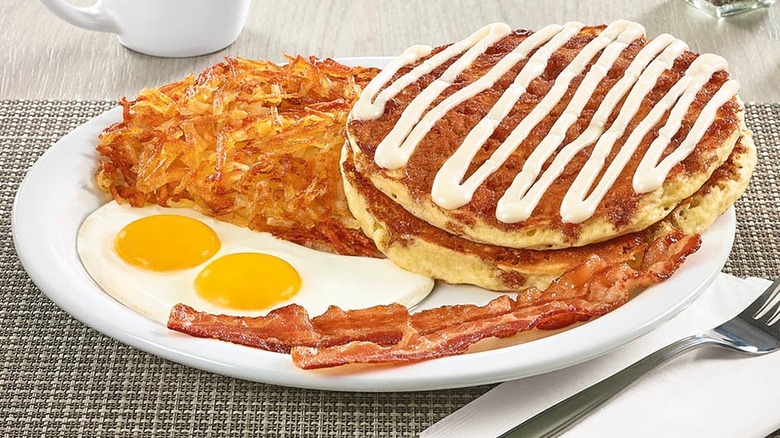 Denny's cinnamon roll pancake breakfast