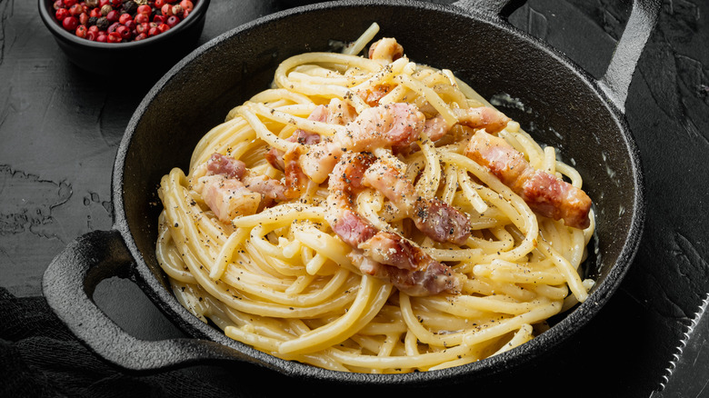 Pasta Carbonara cast iron pan