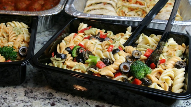 dish of pasta salad