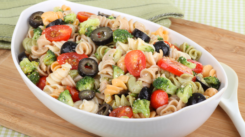 dish of pasta salad