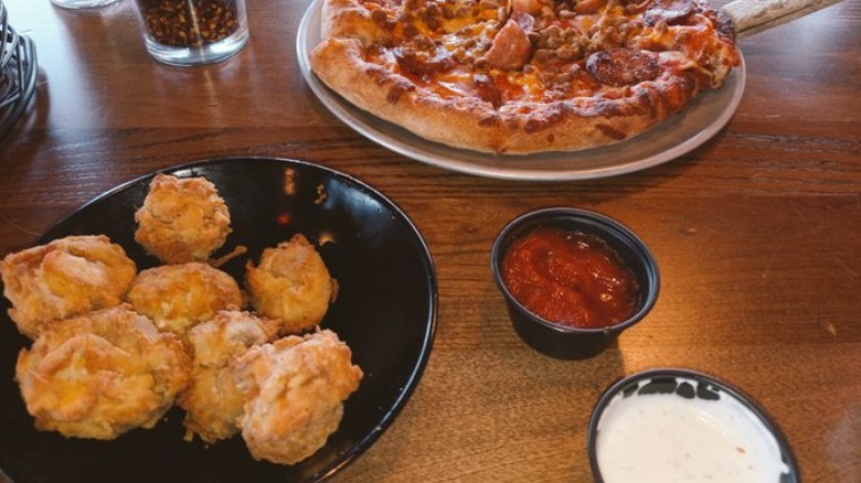 Hideaway mushrooms and pizza with ranch