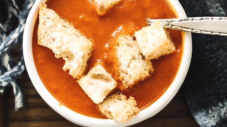 Tomato soup with croutons