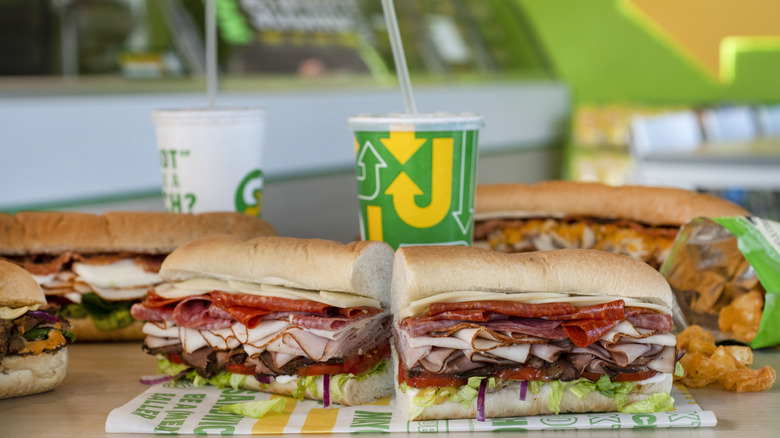 Selection of Subway sandwiches