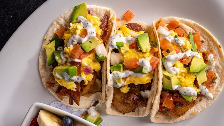 Eggspectation scrambled eggs on tacos