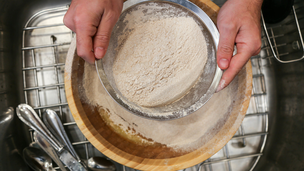 combining bread ingredients