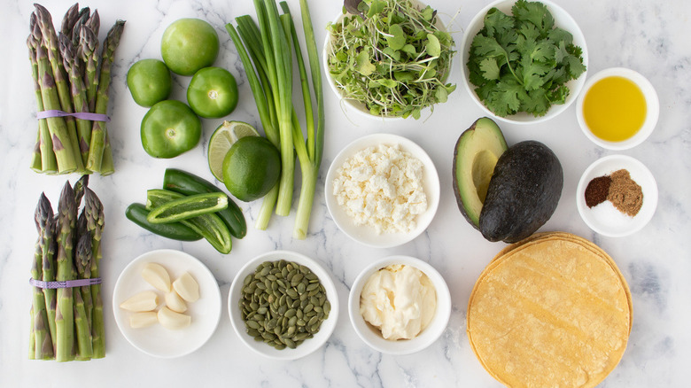 Charred Asparagus Tacos Verdes Recipe