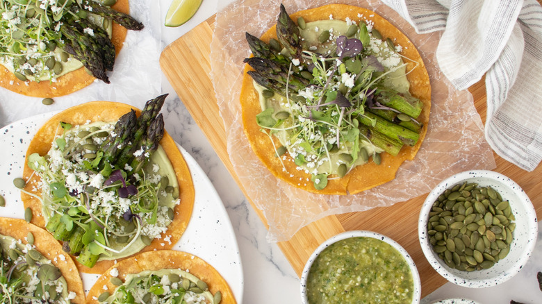 corn tortillas with green vegetables