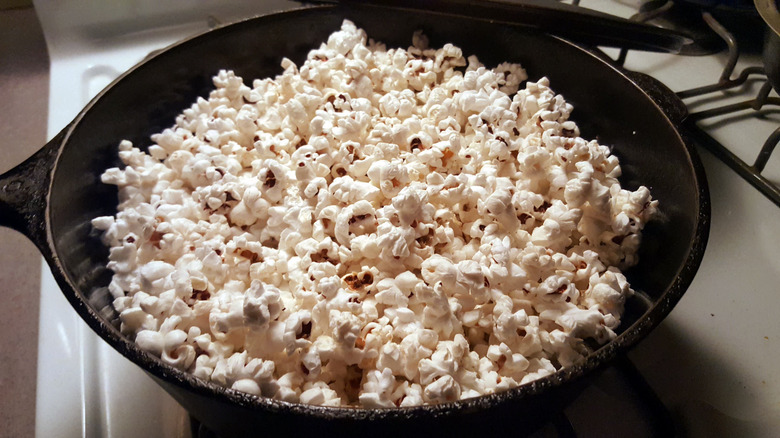 stovetop popcorn in a skillet