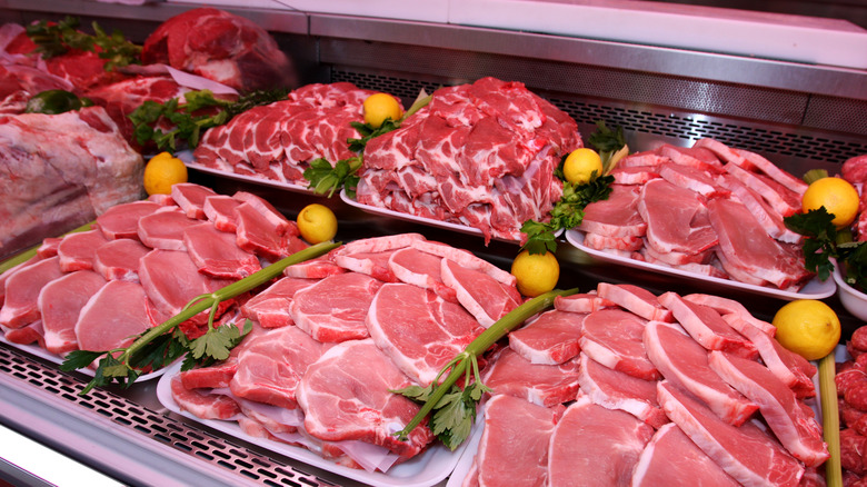 cuts of raw pork