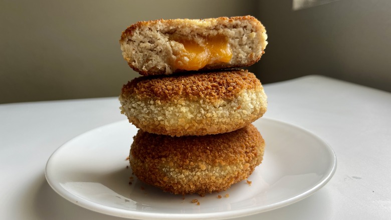 chicken patties on white plate