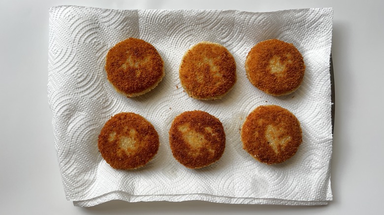 chicken patties on paper towels