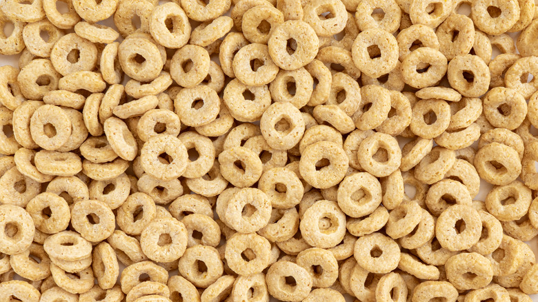 Cheerios on a white background