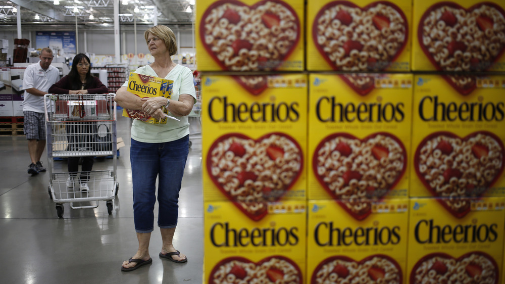 Stack of Cheerios cereal boxes