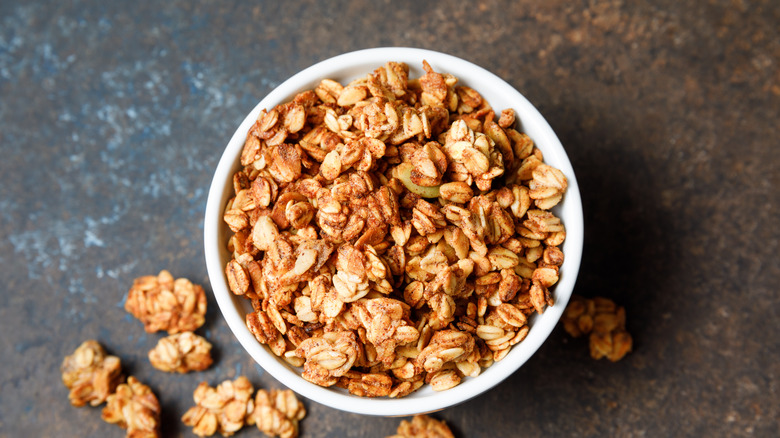 Granola in a white bowl