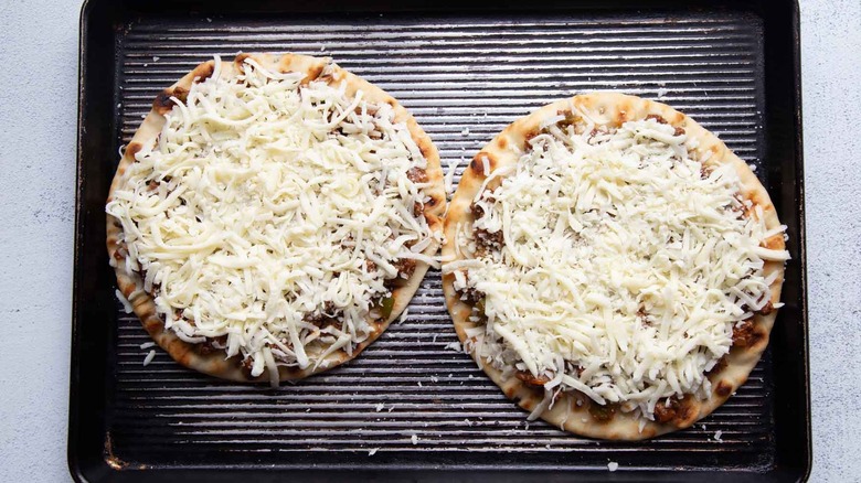 cheese topped sloppy joe flatbreads