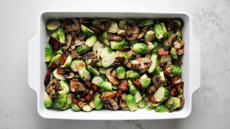 Brussels sprouts and mushrooms