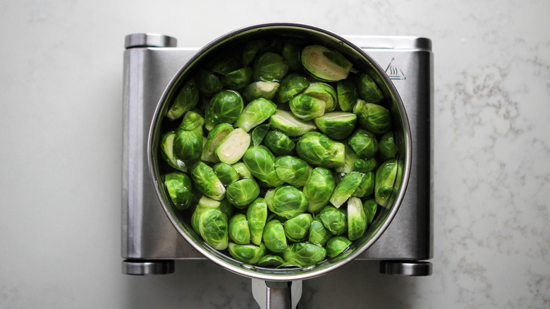 pot of Brussels sprouts