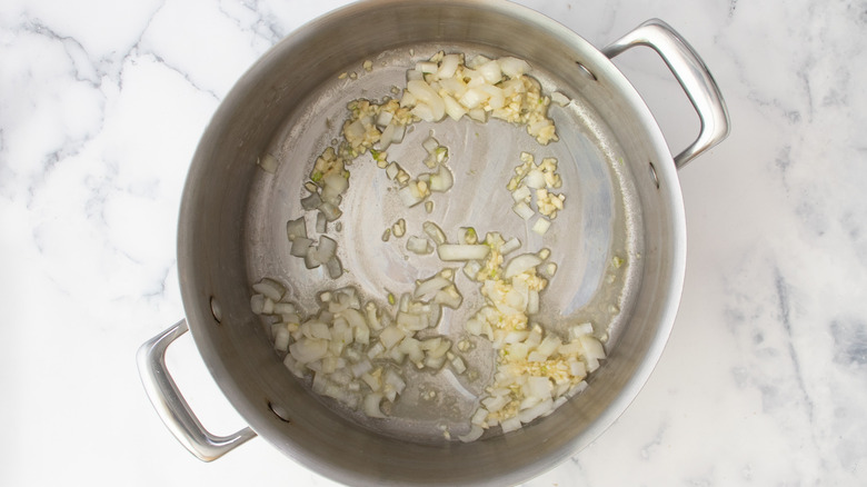 onions garlic sauteeing in butter