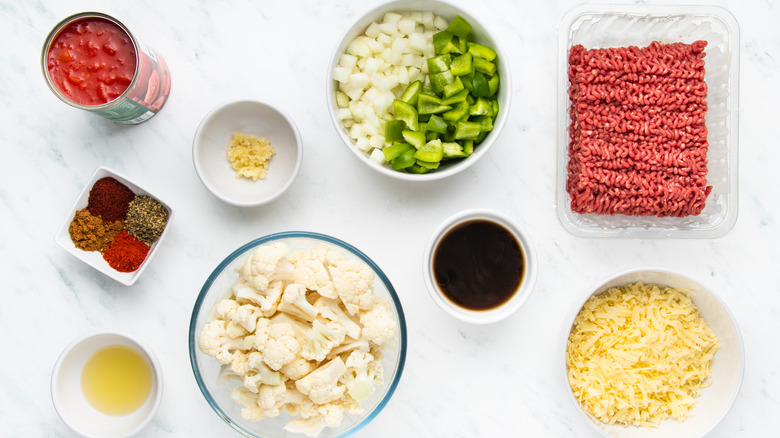 Beef and cauliflower casserole ingredients