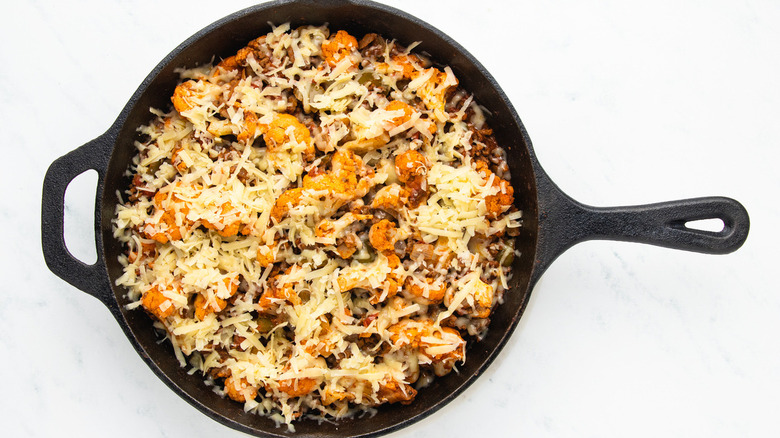 Beef and cauliflower casserole skillet