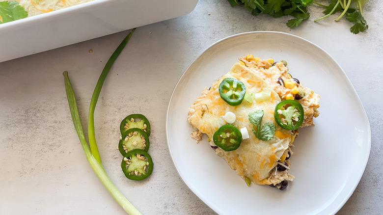 burrito casserole on plate 