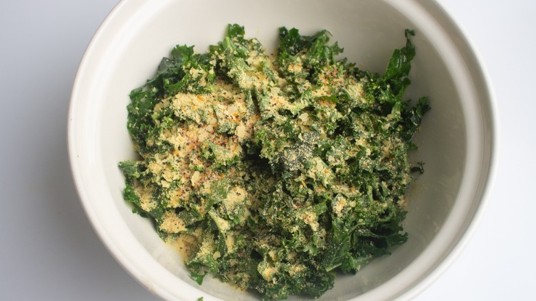 Bowl of kale with seasonings